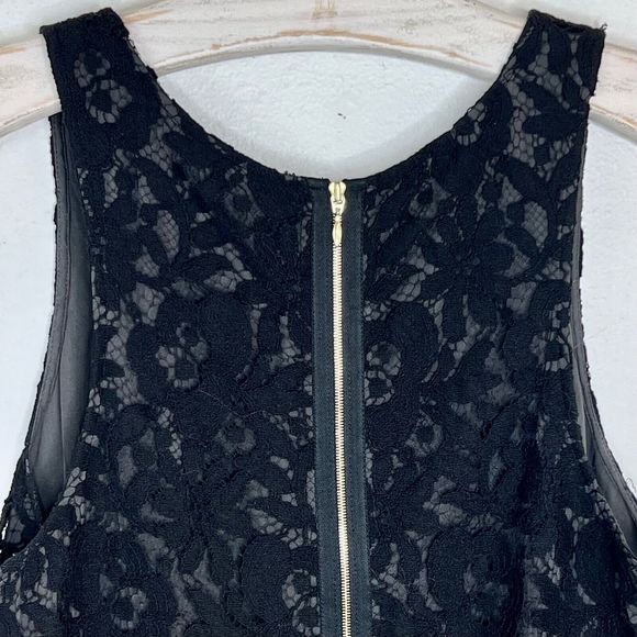Theory Winoa Black Lace Floret Sleeveless Tunic Size Small Tank Top Zipper Back - Picture 4 of 5